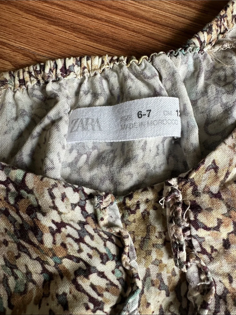 Zara Girls Two-Piece Neutral Print Set in Beige and Cream